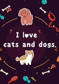 Adoro gatos e cães.