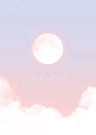 雲と満月 - ブルー & ピンク 04