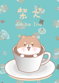 可愛寶貝柴犬 午後咖啡杯 綠色