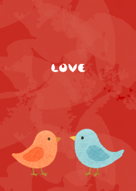 Nordic style birds01red & beige