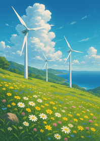 Summer Windmill Meadow Light