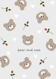 Bear, rose and heart Gray01_2
