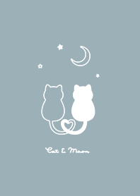 Cat & Moon 2/mint gray WH