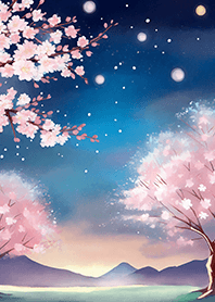 Beautiful night cherry blossoms#2821