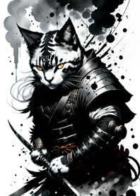 Ink wash cat samurai 84a37F