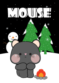 Cute Black Mouse In Winter Season