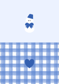 Snowman with gingham check in Blue