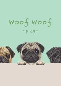 Woof Woof - Pug - MINT GREEN