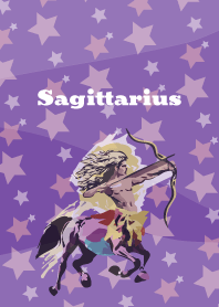 sagittarius constellation on purple JP
