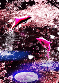 cherry blossoms and dolphins love luck#