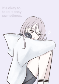 후드와 헤드폰 소녀01