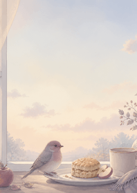Mauve Robin Apple Scone Window