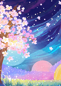 Beautiful night cherry blossoms#147