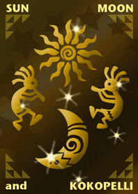 幸運のシンボル・太陽と月とココペリ