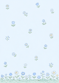 小碎花滿版水藍