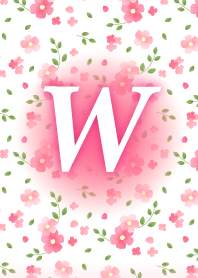 W-Initial- Flower-pink