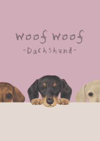 Woof Woof - dachshund - DUSTY ROSE PINK