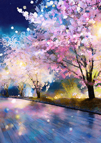 Beautiful night cherry blossoms#2838