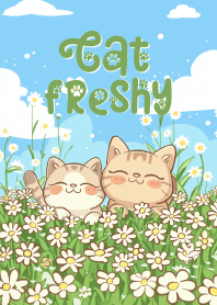 cute cat couple and flower_3