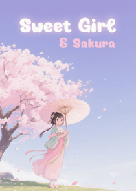 สาวน้อยกับซากุระ - สีม่วง