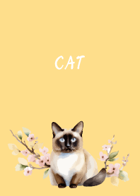 siamese cat on brown & yellow
