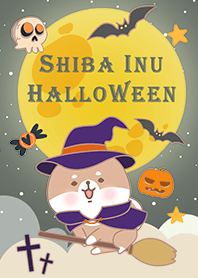 Shiba Inu/halloween/moon/green