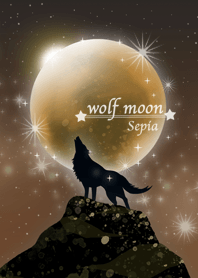 Moon and wolf sepia version
