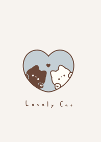 Pair Cats in Heart(line)/grayblue brown.