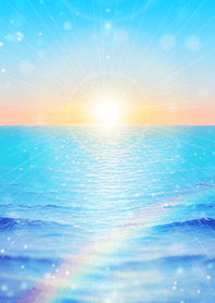 幸運を引き寄せる！青い海と輝く太陽