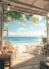Pink Seaside Cafe in the Ocean Breeze