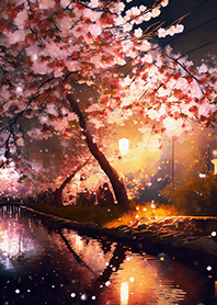 Beautiful night cherry blossoms#2684
