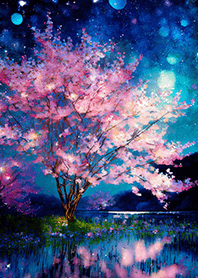 Beautiful night cherry blossoms#37
