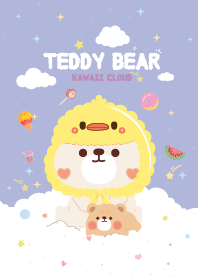 เทดดี้แบร์ สายไหม สีม่วง