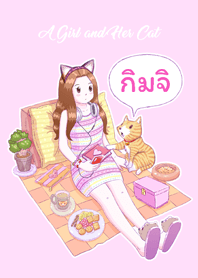 A Girl and Her Cat [Kimchi] (Pink)