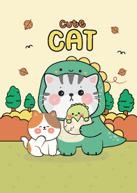 Cat Cute Dino : Autumn