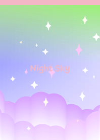 star & cloud, night sky on pink