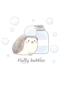 Hedgehog and fluffy bubbles -blue-