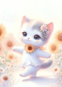 Cat and Sunflowers V.1