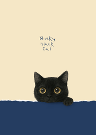 Blinky Black Cat (beige and dark blue)