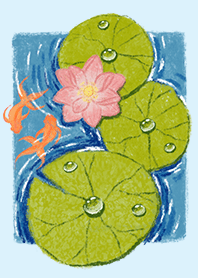 Lotus flowers and goldfish