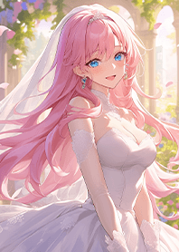 Pink-haired bride