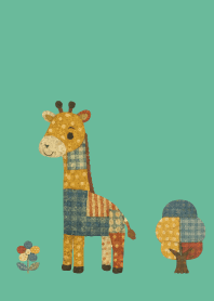 Giraffe's Outing on blue green