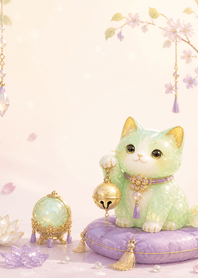 Lime Opal Cat Bell Fortune
