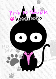 Pink clothes dressed black cat