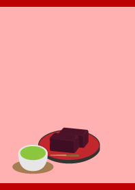 ようかんとお茶 赤とベージュ
