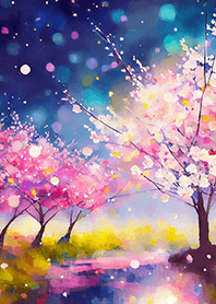 Beautiful night cherry blossoms#1129