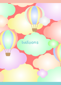 Balloons & clouds on pink & sky blue