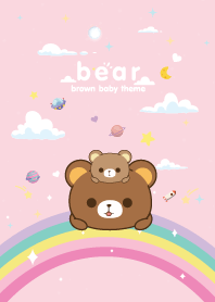 Brown Bear Rainbow Star Pink