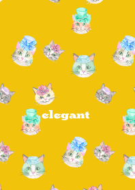 Elegant cat on yellow