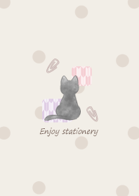 Cat and Stationary -brown- Yagasuri 2